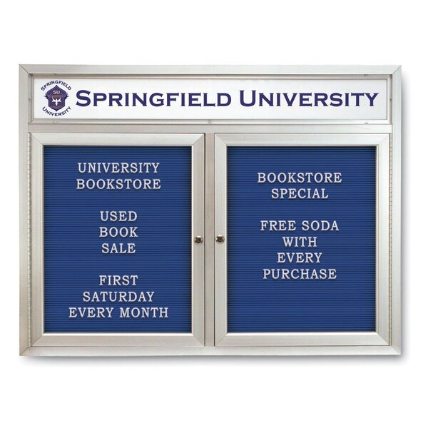 Indoor Enclosed Combo Board, 42"x32", Bronze Frame/Burgundy & Cobalt